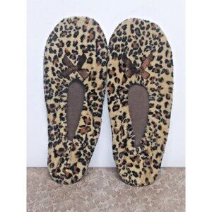 Secret Treasures Leopard Print Slipper socks 9.5/10/10.5 soft plush bow accents
